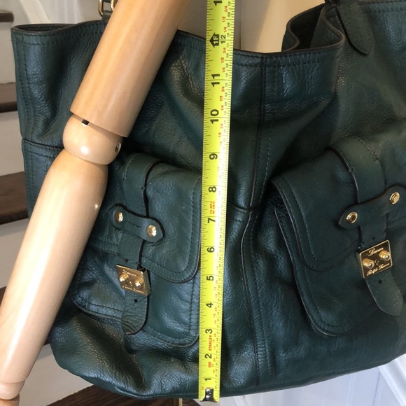 RALPH LAUREN Rich Green Leather Two Handle Tote Bag Interior & Exterior Pockets - Picture 12 of 17